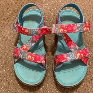 Northside Pink and Blue Kids Floral Sandals